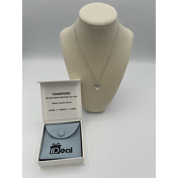 Sterling Silver 925 Shiny Heart Necklace 16” Chain Boxed Gift Engraved - Picture 2 of 9